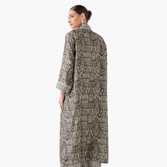 Relaxed Fit Printed Open Front Long Sleeve Shawl Cardigan – image 6