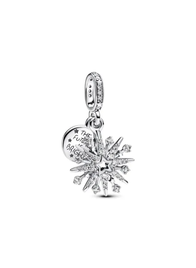 Sterling Silver Snowflake Charm with Cubic Zirconia
