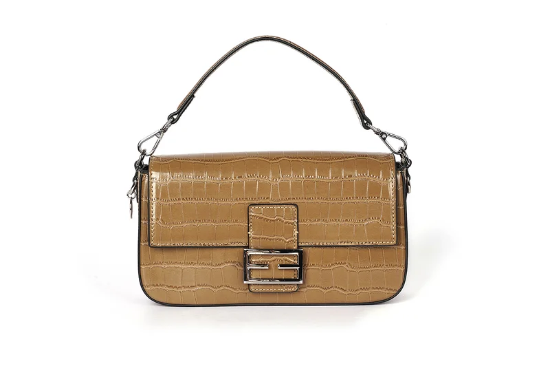 Croc-Embossed Baguette Purse