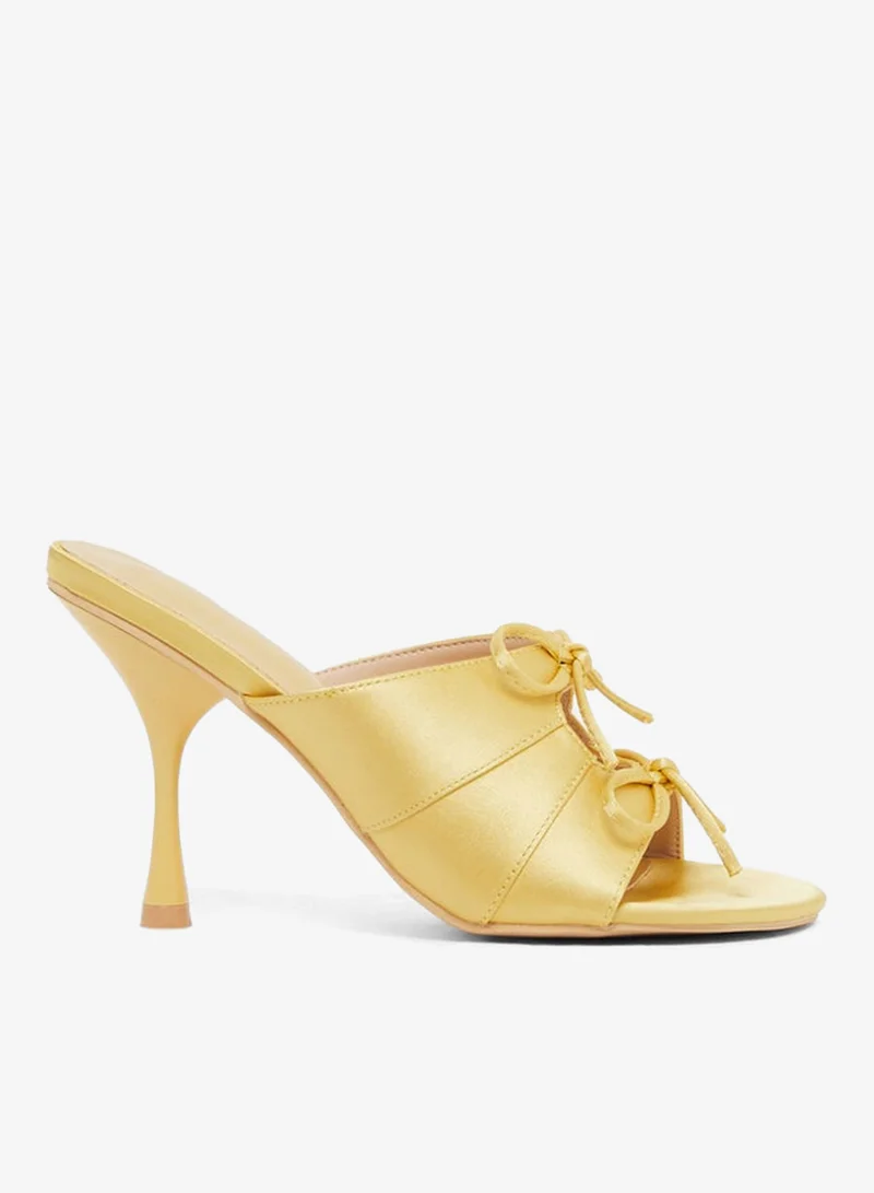 Bow Trim Cut Out Stiletto Sandals Light Khaki