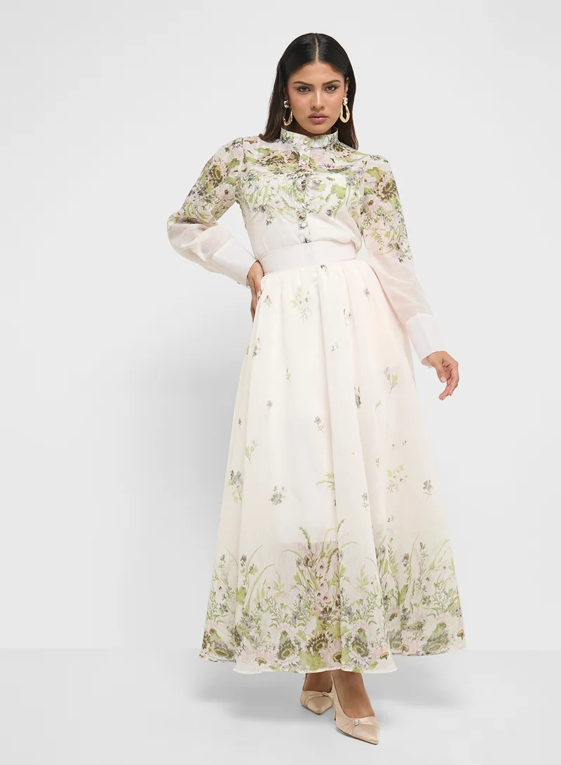 Print Shirt & Skirt Set