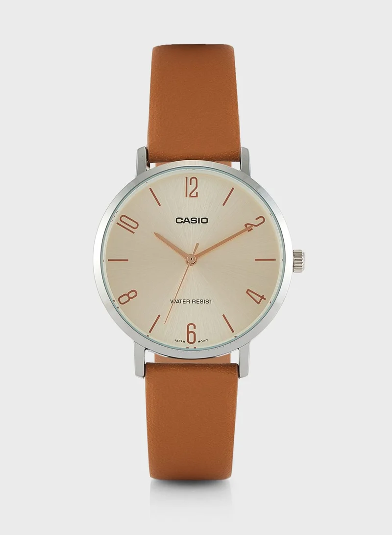 PU Strap Analog Watch Brown