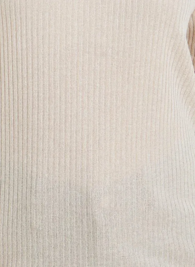 Women's Beige Knitted Short Sleeve T-Shirt (Polyester Blend) – image 2
