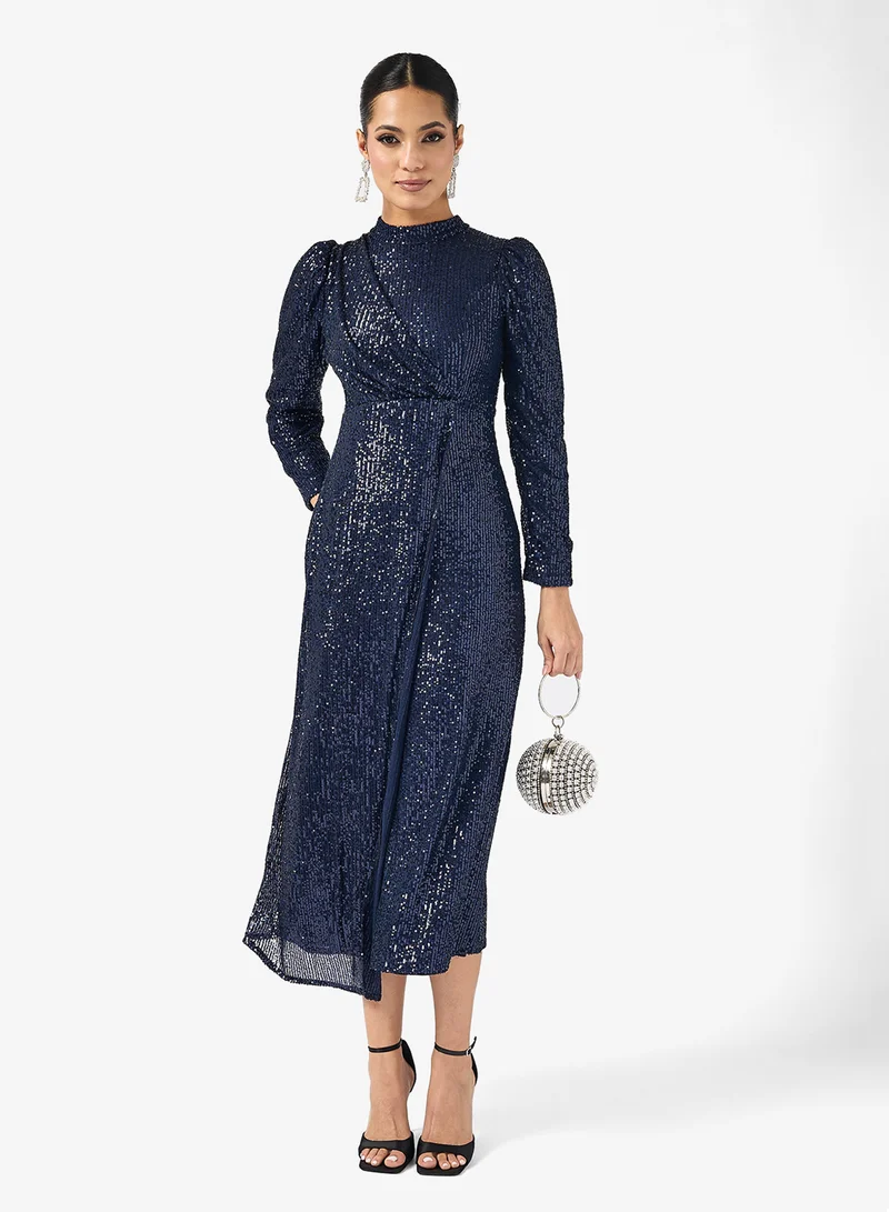 Shimmer A-line Dress Deep Navy Blue