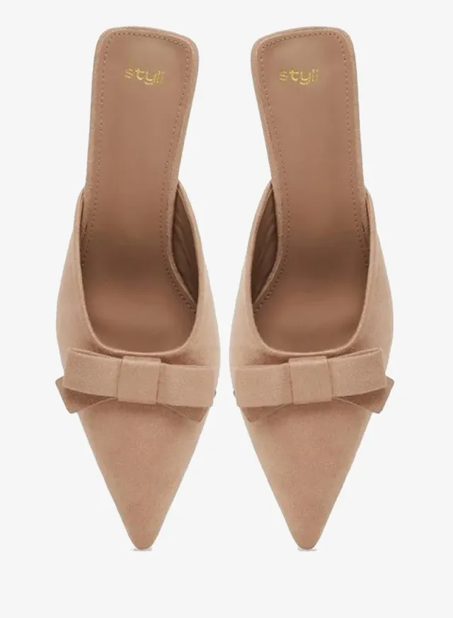 Bow Detail Mules Tan – image 6