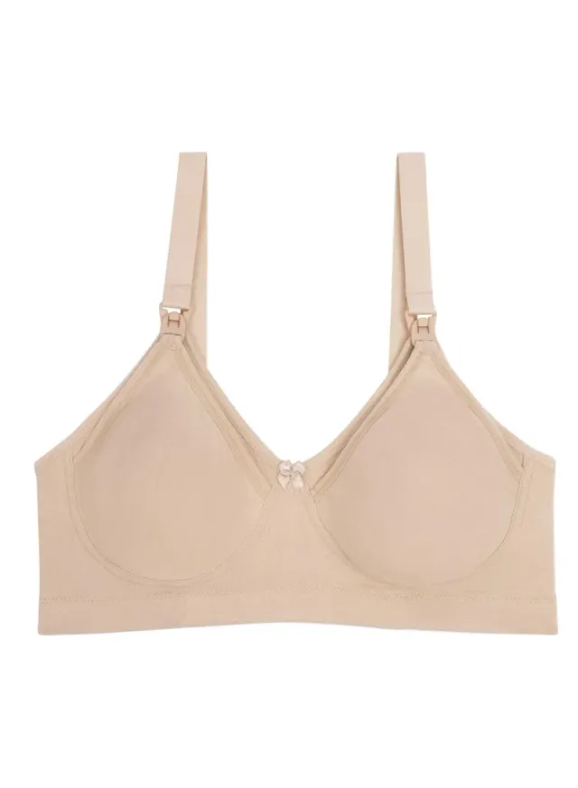 Bamboo Cotton Wireless Nursing Bra - Beige – image 2