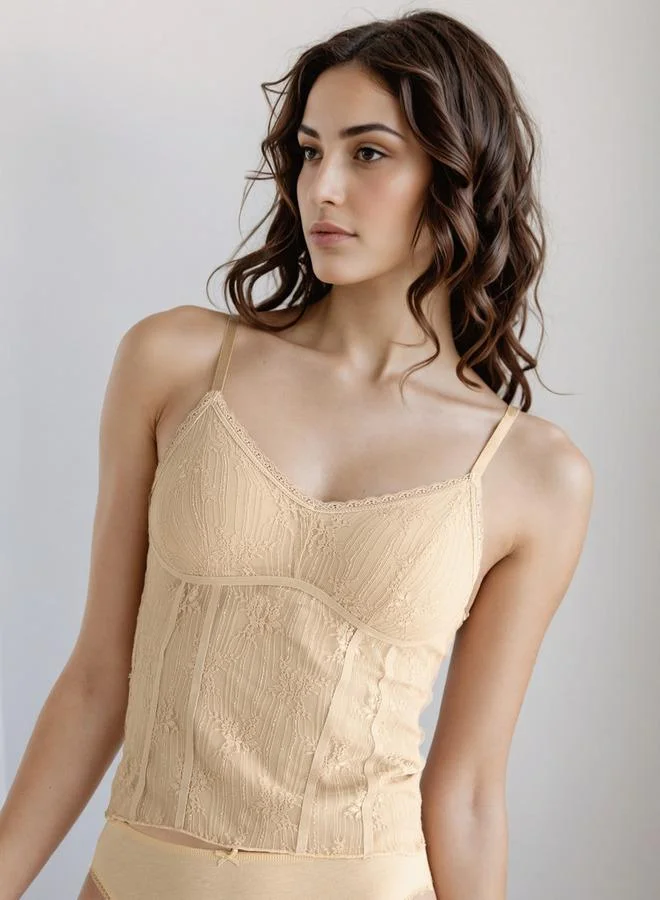 Lace Detail Regular Fit Camisole Pink
