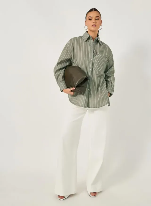 Styli Striped Long Sleeve Oversized Shirt – image 3