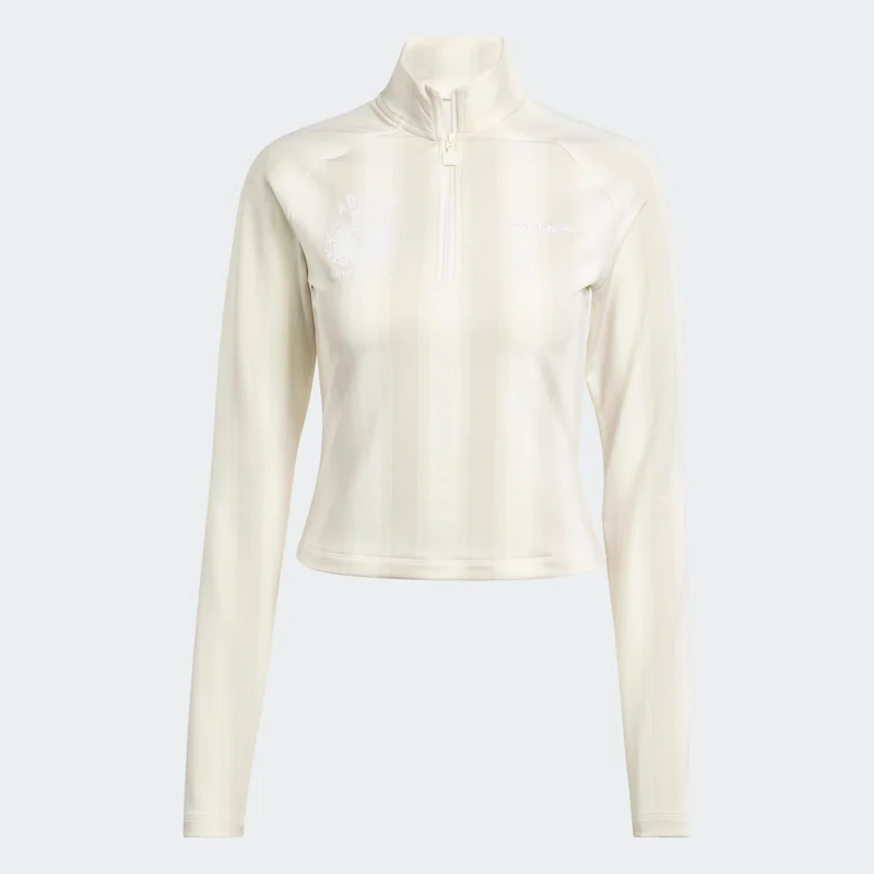 Graphic Football Half-Zip Top Beige
