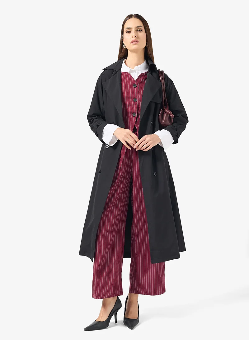 Pinstripe Vest & Pant Set Burgundy