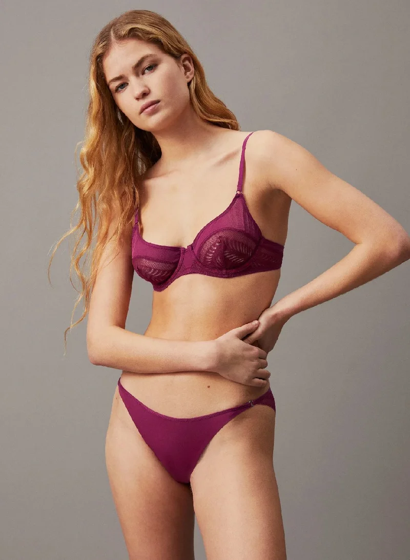 Minimalist Lace Bikini Briefs Deep Magenta