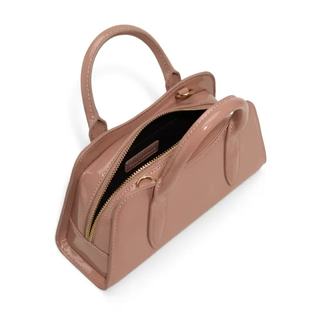 Small Structured Top-Handle Bag, Rose, Synthetic, Zip Closure – image 3