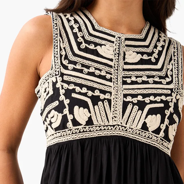 Embroidered Square Neck A-Line Dress – image 5