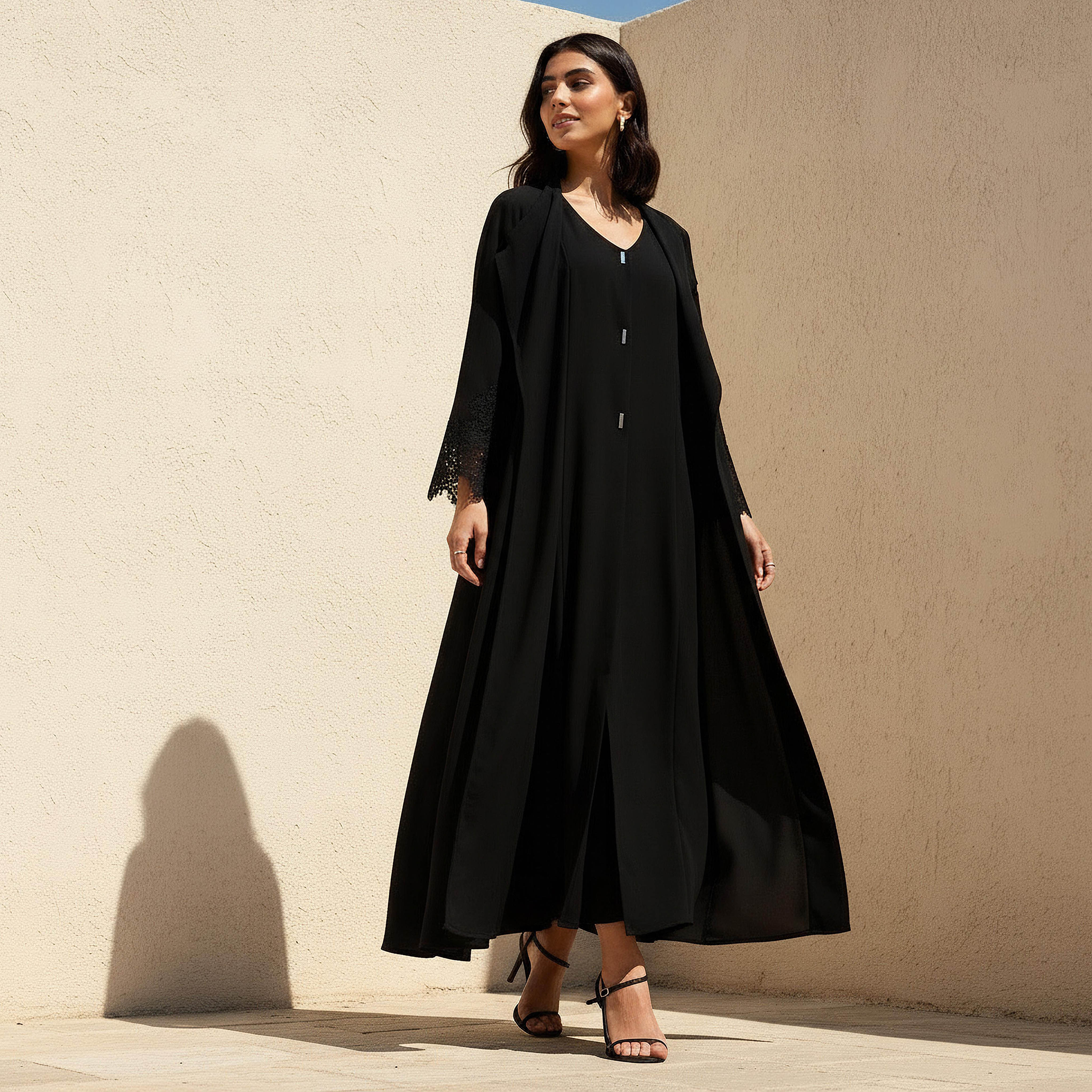 Maxi Dress with Cover-Up Black