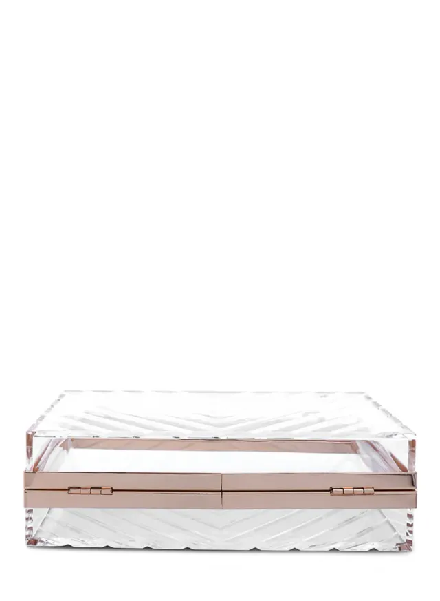 Chevron Transparent Clutch Bag Black – image 4