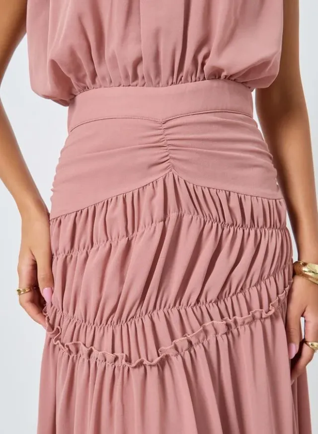 Pleated Waist Sleeveless Maxi Dress - Dusty Rose – image 5