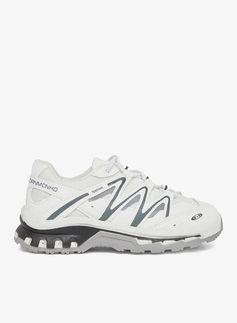 Zigzag Pattern Lace Up Sneakers White