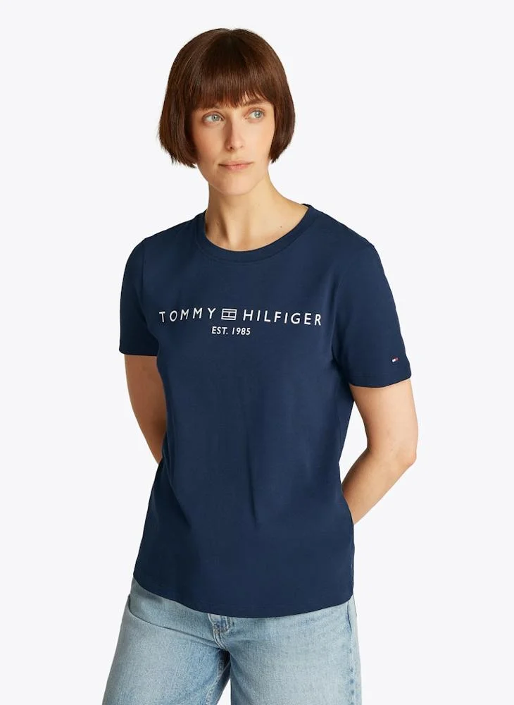 Corporate Logo Crew Neck T-Shirt Blue