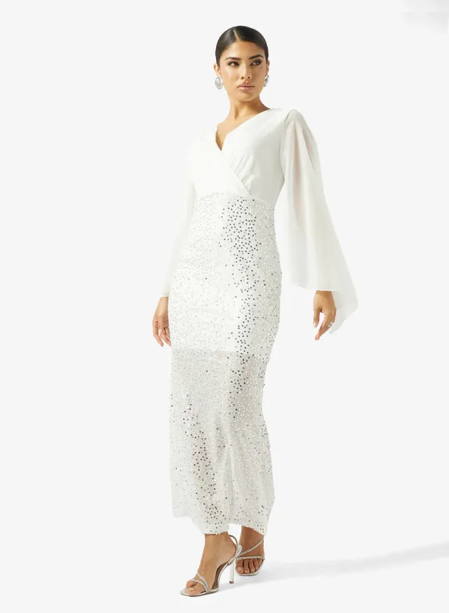 Flutter Sleeve Shimmer Dress