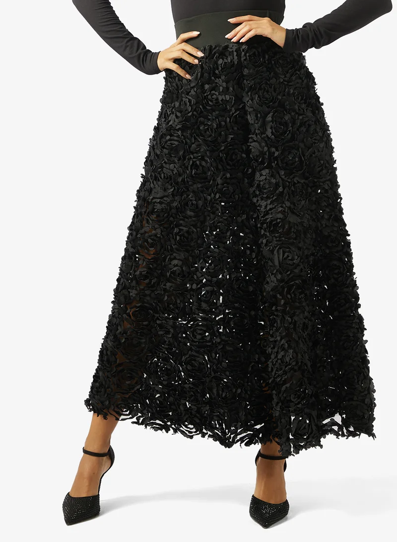 3D Floral A-Line Skirt