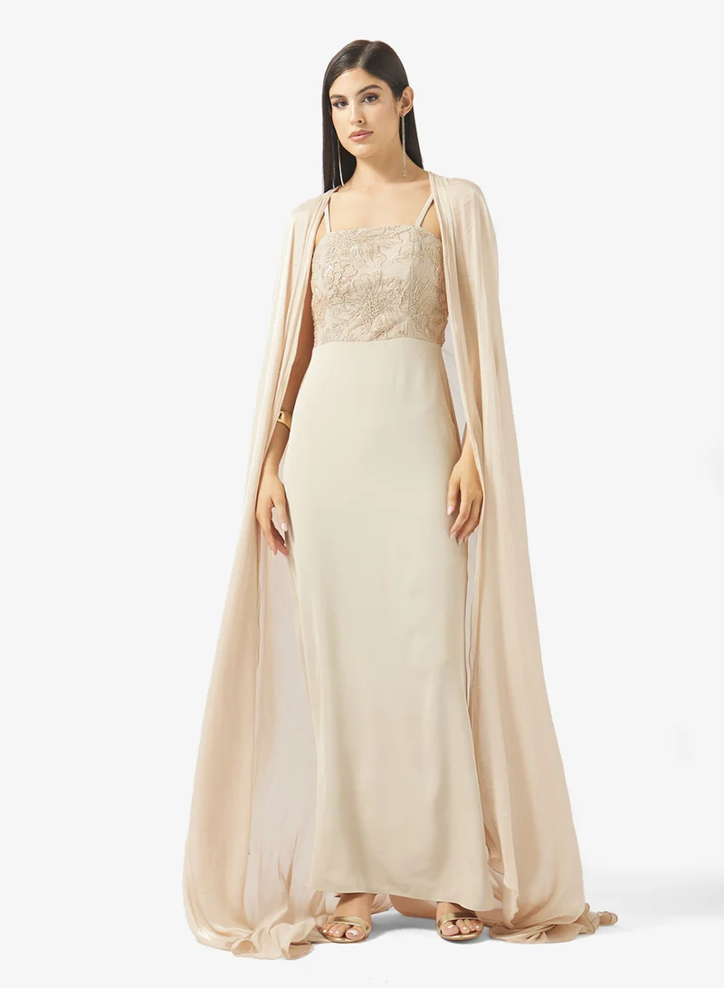 One-Shoulder Cape Draped Dress