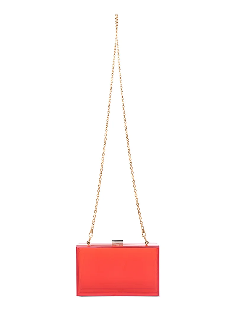 Clear Rectangle Clutch Red