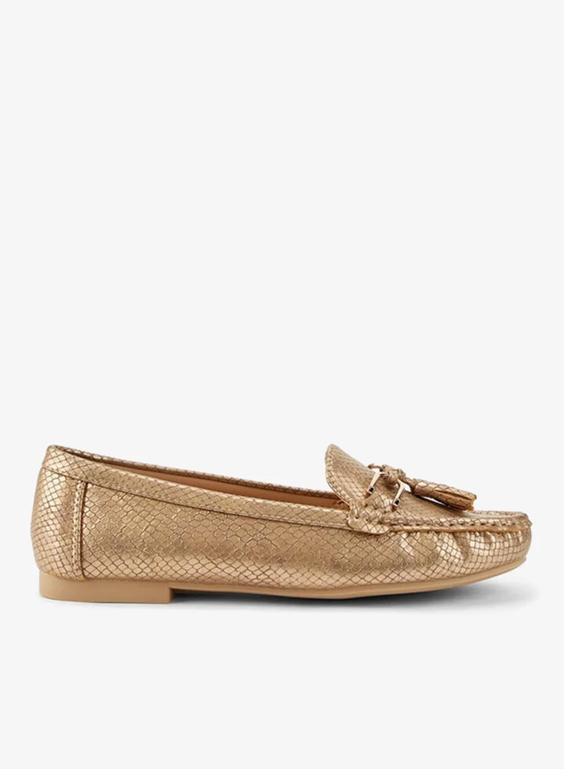 Textured Tassel Slip-On Loafers Sandy Brown