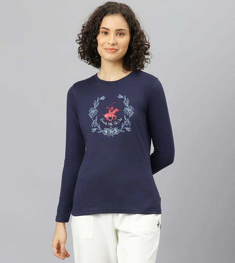 Beverly Hills Polo Club Regal Crest Long Sleeve T-Shirt Midnight Blue