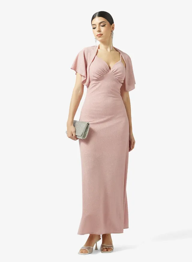 Maxi Fit & Flare Dress with Sweetheart Neck and Short Sleeves – image 5