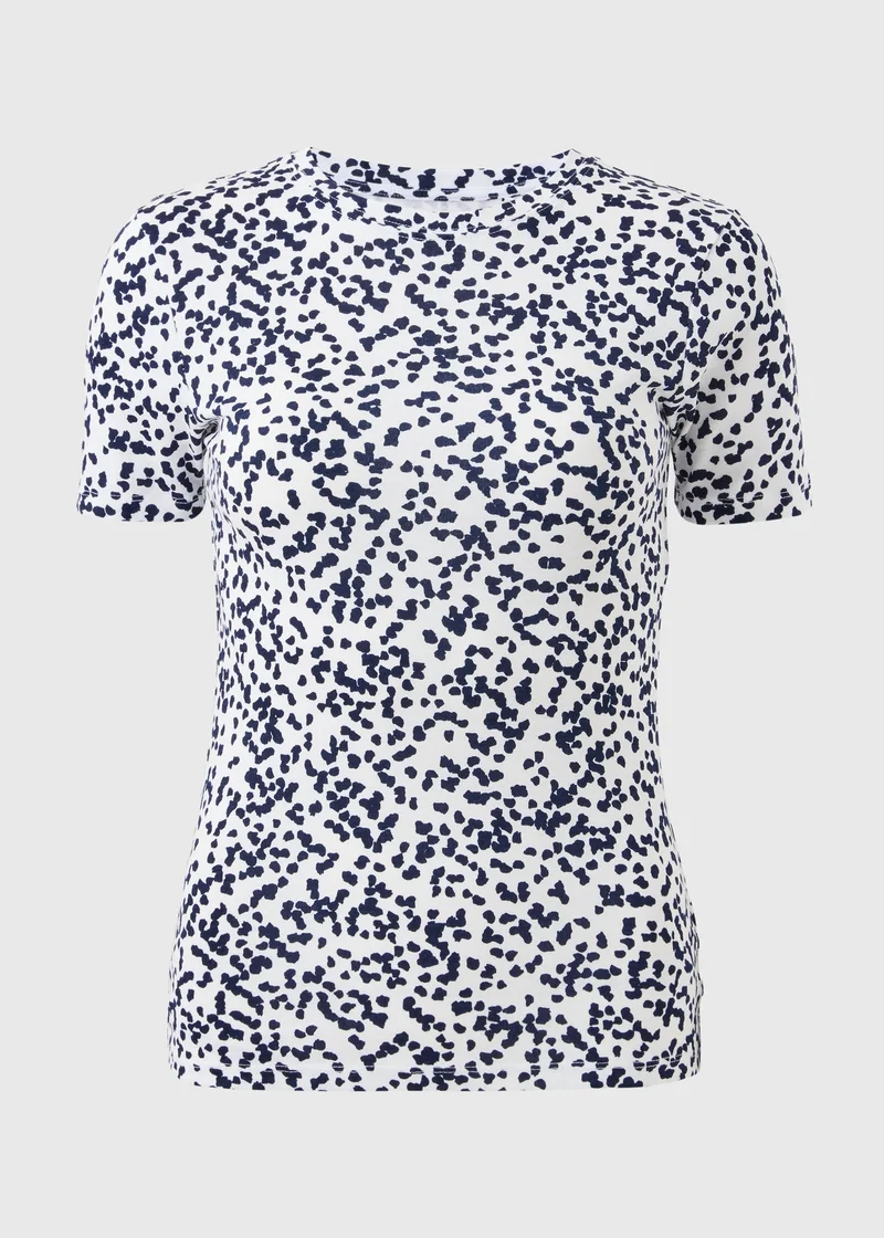 Navy Print Fitted T-Shirt White