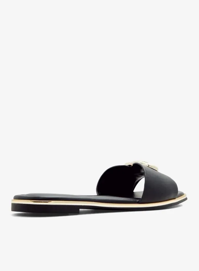BELLENOR Metal Accent Flat Sandals Black – image 2
