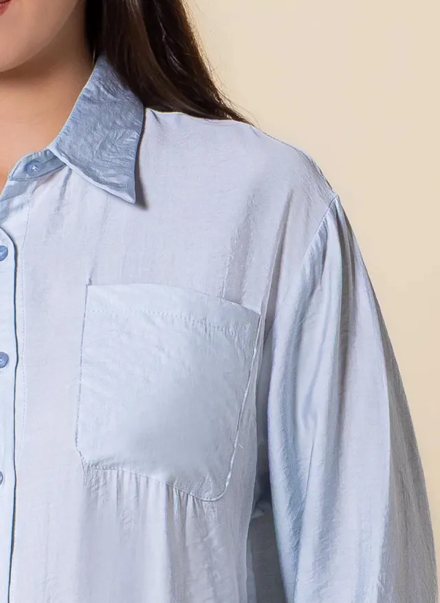 Women's Cotton Blend Collared Long-Sleeve Shirt and Pants Set – image 4