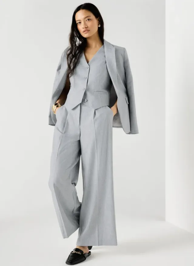 Women's Grey Marled 3-Button Vest with Satin Lining – image 2