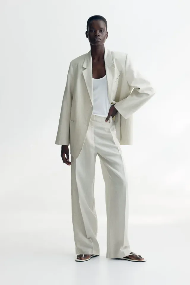 Linen-Blend Tailored Blazer – image 3