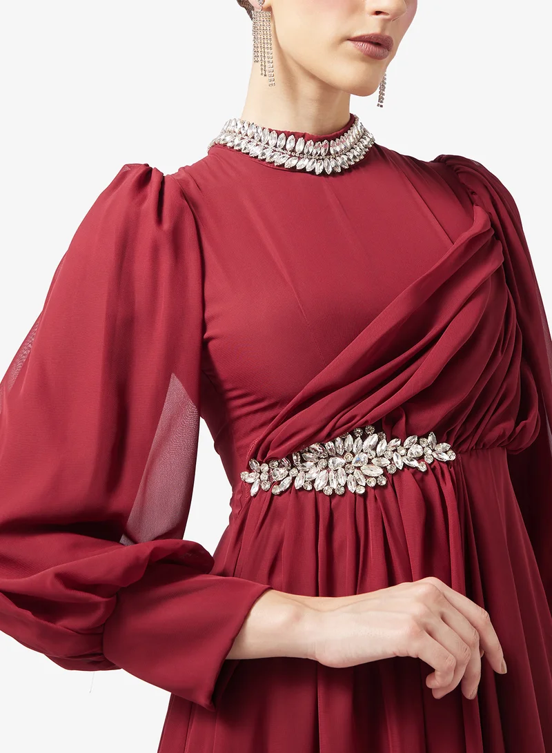 فستان A-line مزموم
