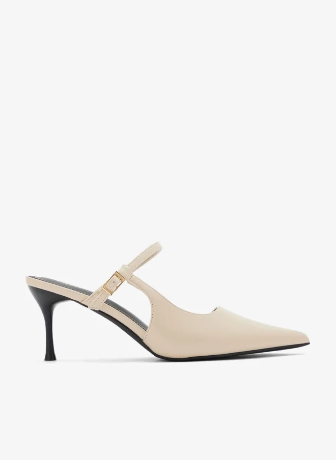 Color Block Pointy Pump Cream