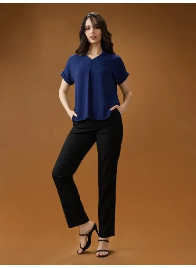 Women's Crepe V-Neck Workwear Top with Extended Sleeves – image 6