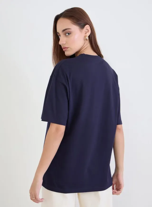 Oversized Slogan Print T-Shirt Pink – image 5