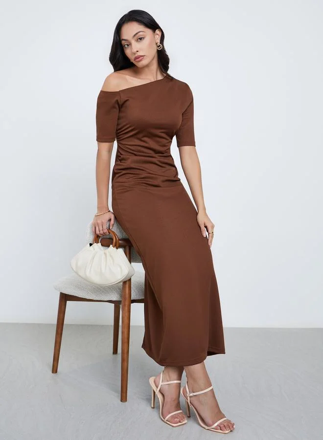 Bodycon Maxi Dress Rust Brown