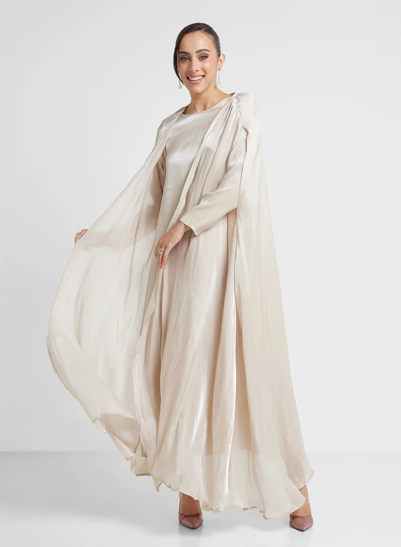 Abaya with Inner Dress Beige