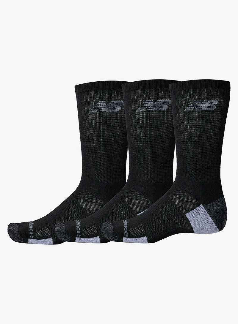 3-Pack Performance Cushioned Crew Socks Black