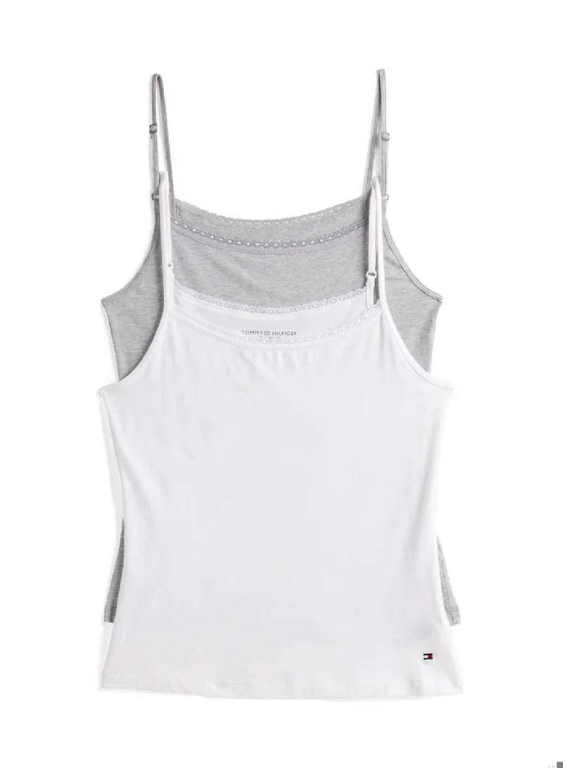 2-Pack Lace Trim Camis White