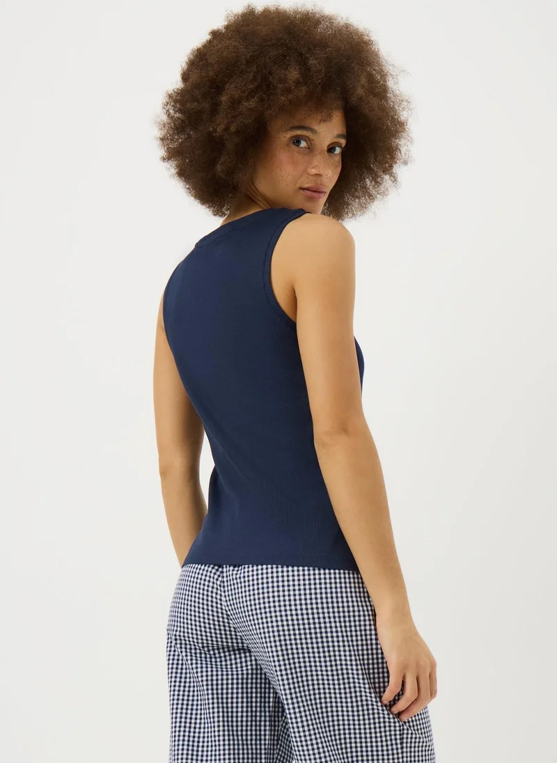 Navy Vest Top Midnight Blue