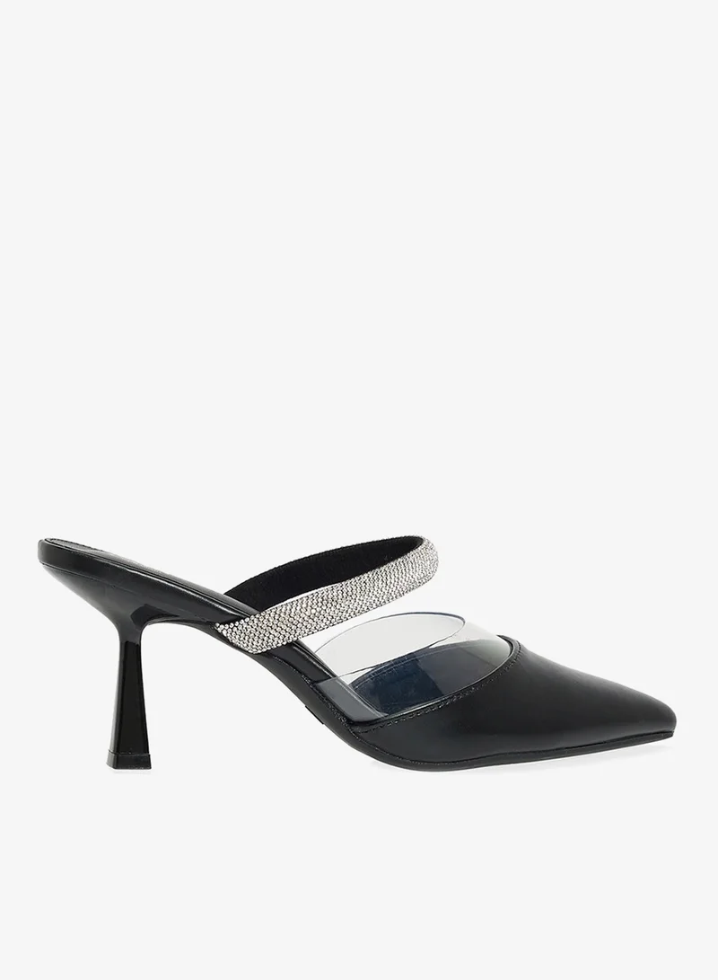 Slip-On Heeled Mule Black
