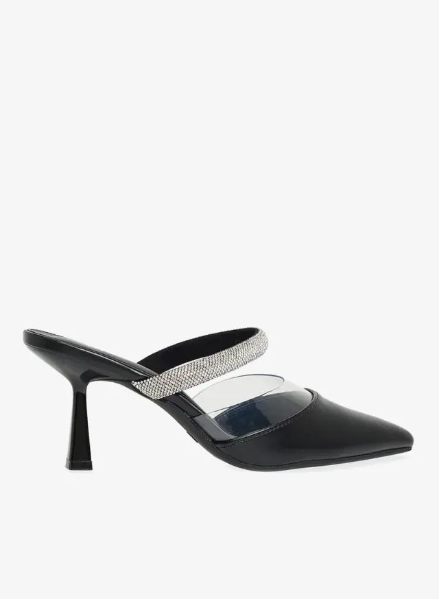 Slip-On Heeled Mule Black
