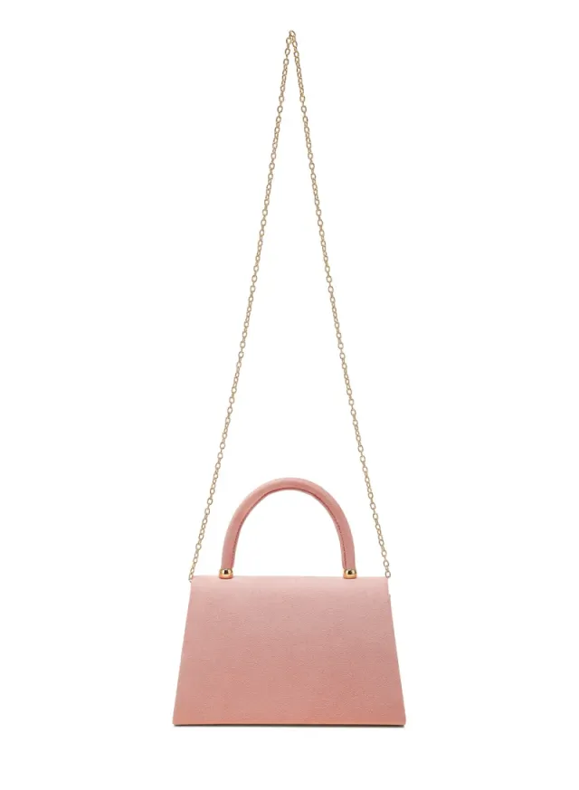 Pink Mini Top Handle Evening Bag with Magnetic Flap Closure – image 3