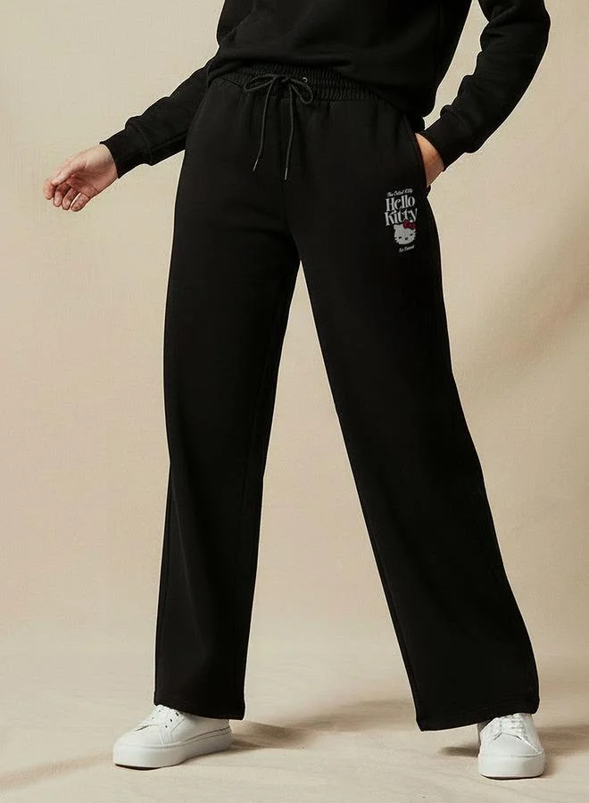 Wide-Leg Cotton Pants Black