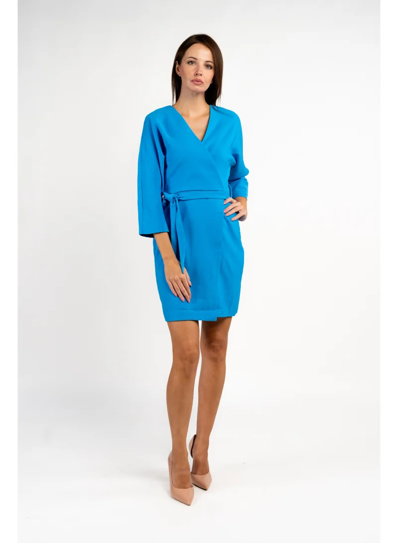 Long Sleeve Mini Dress Turquoise Blue