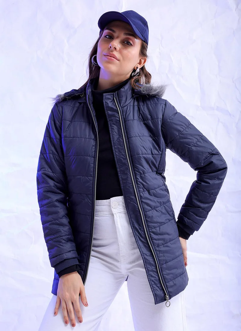 Women's Slim Fit Puffer Jacket Deep Blue