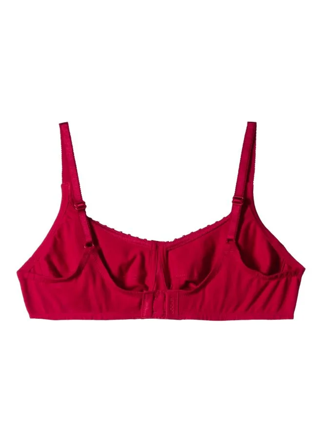 1615 Women's Cotton Wire-free Full Coverage Bra - Red